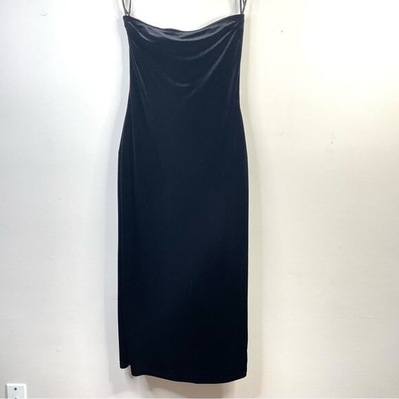 Jessica McClintock Gunne Sax Y2K Black Velvet Strapless Bow Train long dress 11 - Picture 2 of 13